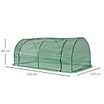 Outsunny Tunnel Greenhouse Green Grow House For Garden Outdoor, Steel Frame, Pe Cover, Green, 200 X 100 X 80cm