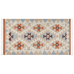 Kilim Area Rug Multicolour Cotton 80 X 150 Cm Reversible Geometric Pattern Rectangular Traditional Beliani