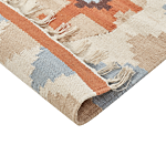 Kilim Area Rug Multicolour Cotton 80 X 150 Cm Reversible Geometric Pattern Rectangular Traditional Beliani