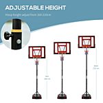 Homcom Portable Basketball Hoop Stand 160-210cm Adjustable Height Sturdy Rim Hoop W/ Large Wheels Stable Base & Net Free Standing