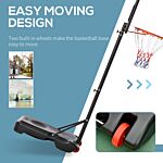 Homcom Portable Basketball Hoop Stand 160-210cm Adjustable Height Sturdy Rim Hoop W/ Large Wheels Stable Base & Net Free Standing