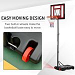 Homcom Portable Basketball Hoop Stand 160-210cm Adjustable Height Sturdy Rim Hoop W/ Large Wheels Stable Base & Net Free Standing