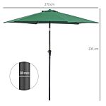 Outsunny 2.7m Tilting Parasol Sun Parasol Outdoor Garden Umbrellas Sun Shade Aluminium Frame With Crank（green）