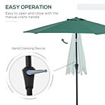 Outsunny 2.7m Tilting Parasol Sun Parasol Outdoor Garden Umbrellas Sun Shade Aluminium Frame With Crank（green）