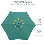 Outsunny 2.7m Tilting Parasol Sun Parasol Outdoor Garden Umbrellas Sun Shade Aluminium Frame With Crank（green）