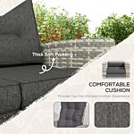 Outsunny 4 Piece Rattan Garden Furniture Set Outdoor Sofa Sectional Set With Glass Top Table For Yard, Poolside, Light Grey