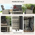 Outsunny 4 Piece Rattan Garden Furniture Set Outdoor Sofa Sectional Set With Glass Top Table For Yard, Poolside, Light Grey