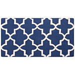 Area Rug Blue Wool 80 X 150 Cm Trellis Quatrefoil Pattern Hand Tufted Oriental Moroccan Clover Beliani