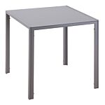 Homcom Modern Square Dining Table, Seats 4, With Glass Top & Metal Legs For Dining Room, Living Room, Grey