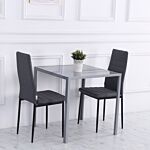 Homcom Modern Square Dining Table, Seats 4, With Glass Top & Metal Legs For Dining Room, Living Room, Grey