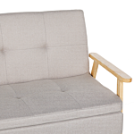 Sofa Bed Beige Fabric Upholstered 3 Seater Click Clack Bed Wooden Frame And Armrests Beliani