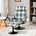 Homcom Recliner Chair And Footstool, Swivel Armchair With Footstool And Adjustable Backrest For Living Room, Bedroom, Multicolour