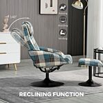 Homcom Recliner Chair And Footstool, Swivel Armchair With Footstool And Adjustable Backrest For Living Room, Bedroom, Multicolour