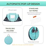 Outsunny 4 Person Pop Up Camping Tent With Vestibule Weatherproof Cover, Instant Backpacking Tent W/ Carry Bag For Fishing Hiking, Tiffany Blue