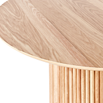 Dining Table Light Wood Mdf Rubberwood Base 120 Cm Round For 4 People Modern Dining Room Beliani