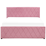 Storage Bed Pink Velvet Upholstery Eu Double Size 4ft6 With Slatted Base Diamond-tufted Headboard Beliani