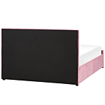 Storage Bed Pink Velvet Upholstery Eu Double Size 4ft6 With Slatted Base Diamond-tufted Headboard Beliani