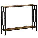 Homcom Industrial Console Table With Storage Shelf, Narrow Hallway Dressing Desk With Metal Frame For Living Room, Bedroom, Rustic Brown