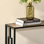 Homcom Industrial Console Table With Storage Shelf, Narrow Hallway Dressing Desk With Metal Frame For Living Room, Bedroom, Rustic Brown