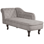 Chaise Lounge Taupe Velvet Upholstery Left Hand Buttoned Nailheads Chesterfield Style Living Room Furniture Beliani