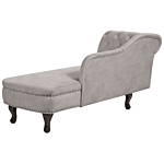 Chaise Lounge Taupe Velvet Upholstery Left Hand Buttoned Nailheads Chesterfield Style Living Room Furniture Beliani