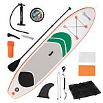 Outsunny 10'6" X 30" X 6" Inflatable Non-slip Paddle Stand Up Board W/ Adjustable Aluminium Paddle, Isup Accessories, 320l X 76w X 15h Cm - White