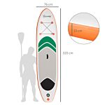 Outsunny 10'6" X 30" X 6" Inflatable Non-slip Paddle Stand Up Board W/ Adjustable Aluminium Paddle, Isup Accessories, 320l X 76w X 15h Cm - White