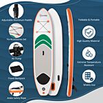 Outsunny 10'6" X 30" X 6" Inflatable Non-slip Paddle Stand Up Board W/ Adjustable Aluminium Paddle, Isup Accessories, 320l X 76w X 15h Cm - White