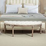 Homcom Half Circle Padded Bed End Bench - Cream White