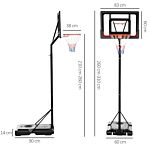 Sportnow 2.1-2.6m Adjustable Basketball Hoop And Basketball Stand W/ Sturdy Backboard And Weighted Base, Portable On Wheels