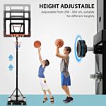 Sportnow 2.1-2.6m Adjustable Basketball Hoop And Basketball Stand W/ Sturdy Backboard And Weighted Base, Portable On Wheels