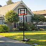 Sportnow 2.1-2.6m Adjustable Basketball Hoop And Basketball Stand W/ Sturdy Backboard And Weighted Base, Portable On Wheels