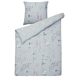 Duvet Cover And Pillowcase Set Light Blue Cotton Floral Pattern 135 X 200 Cm Modern Bedroom Beliani