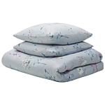 Duvet Cover And Pillowcase Set Light Blue Cotton Floral Pattern 135 X 200 Cm Modern Bedroom Beliani