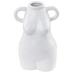 Flower Vase White Porcelain Female Body Motif Round Handles Decorative Waterproof Home Accessory Beliani