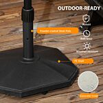 Outsunny 18kg Patio Parasol Base, Concrete Umbrella Base, 45.5cm Outdoor Umbrella Stand Holder For Parasol Poles 34mm, 38mm And 48mm, Black