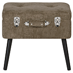 Stool With Storage Beige Corduroy Upholstered Black Legs Suitcase Design Buttoned Top Beliani