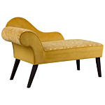 Chaise Lounge Yellow Fabric Upholstery Dark Wood Legs Left Hand Glam Style Beliani
