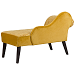 Chaise Lounge Yellow Fabric Upholstery Dark Wood Legs Left Hand Glam Style Beliani