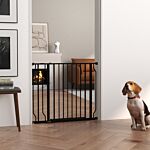 Pawhut Wide Dog Safety Gate, With Door Pressure, For Doorways, Hallways, Staircases - Black