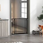 Pawhut Wide Dog Safety Gate, With Door Pressure, For Doorways, Hallways, Staircases - Black