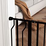 Pawhut Wide Dog Safety Gate, With Door Pressure, For Doorways, Hallways, Staircases - Black