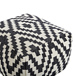 Pouffe Ottoman Black And White Wool Eps Beads Filling Square 56 X 56 Cm Modern Style Beliani