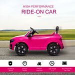 Homcom Compatible 6v Battery-powered Kids Electric Ride On Car Audi Rs Q8 Toy With Parental Remote Control Music Lights Usb Mp3 Bluetooth Pink