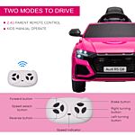 Homcom Compatible 6v Battery-powered Kids Electric Ride On Car Audi Rs Q8 Toy With Parental Remote Control Music Lights Usb Mp3 Bluetooth Pink