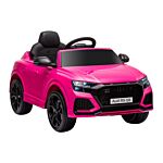 Homcom Compatible 6v Battery-powered Kids Electric Ride On Car Audi Rs Q8 Toy With Parental Remote Control Music Lights Usb Mp3 Bluetooth Pink