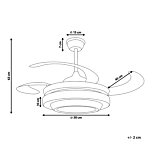 Ceiling Fan With Light Gold Metal Acrylic Crystals Foldable Blades Glam Shade With Remote Control 3 Speeds Switch Timer Light Adjustment Beliani