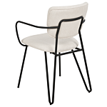 Set Of 2 Dining Chairs Cream Polyester Structural Fabric Upholstery Black Metal Legs Armless Curved Backrest Modern Contemporary Design Beliani