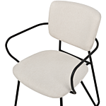 Set Of 2 Dining Chairs Cream Polyester Structural Fabric Upholstery Black Metal Legs Armless Curved Backrest Modern Contemporary Design Beliani