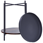 Side Table Dark Wood With Black Iron Particle Board Ø 41 Cm Shelf Round Removable Tray Top Industrial Modern Living Room Bedroom Beliani